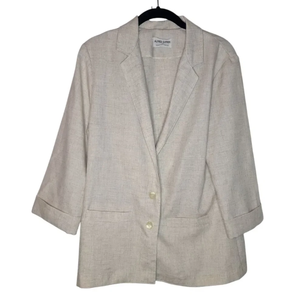 Women's Alfred Dunner Linen Blend Cream Beige Blazer, Size 10